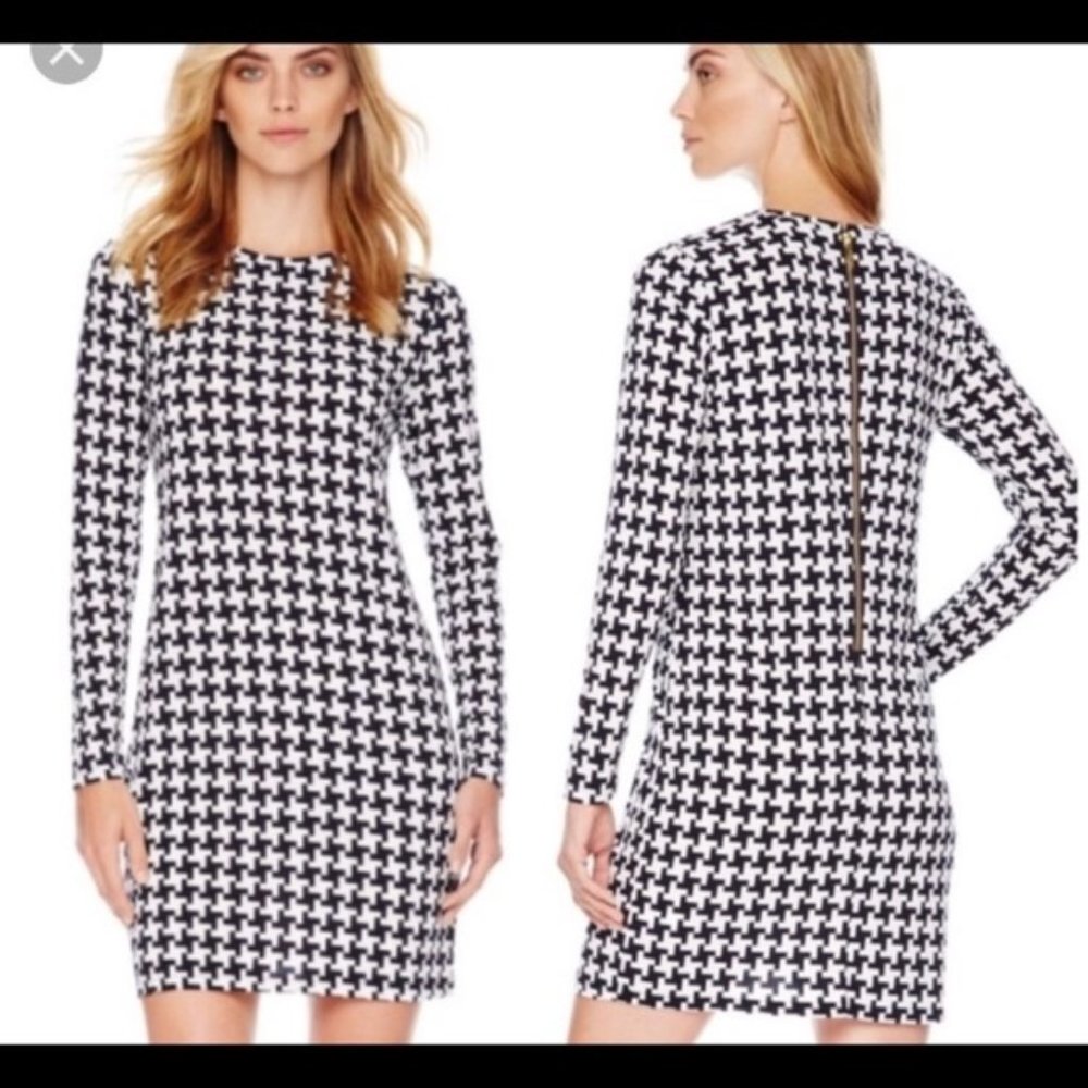 MICHAEL Michael Kors Navy/White Hounds Tooth Dress